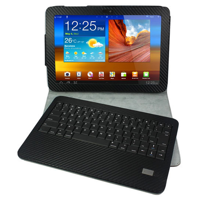 Slim ajustável stand couro de grão Samsung Galaxy guia Case com teclado Bluetooth