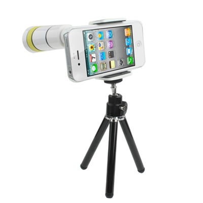 White flexível tratar 10 X Zoom telescópio IPhone câmera lentes para IPhone 4